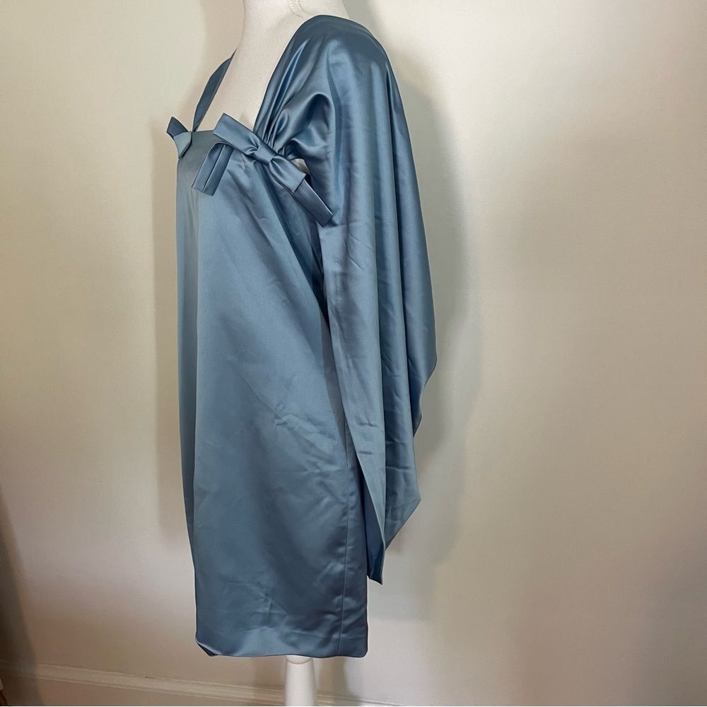 Satin Bow-Back Mini Dress in Light Blue - Picture 10 of 16